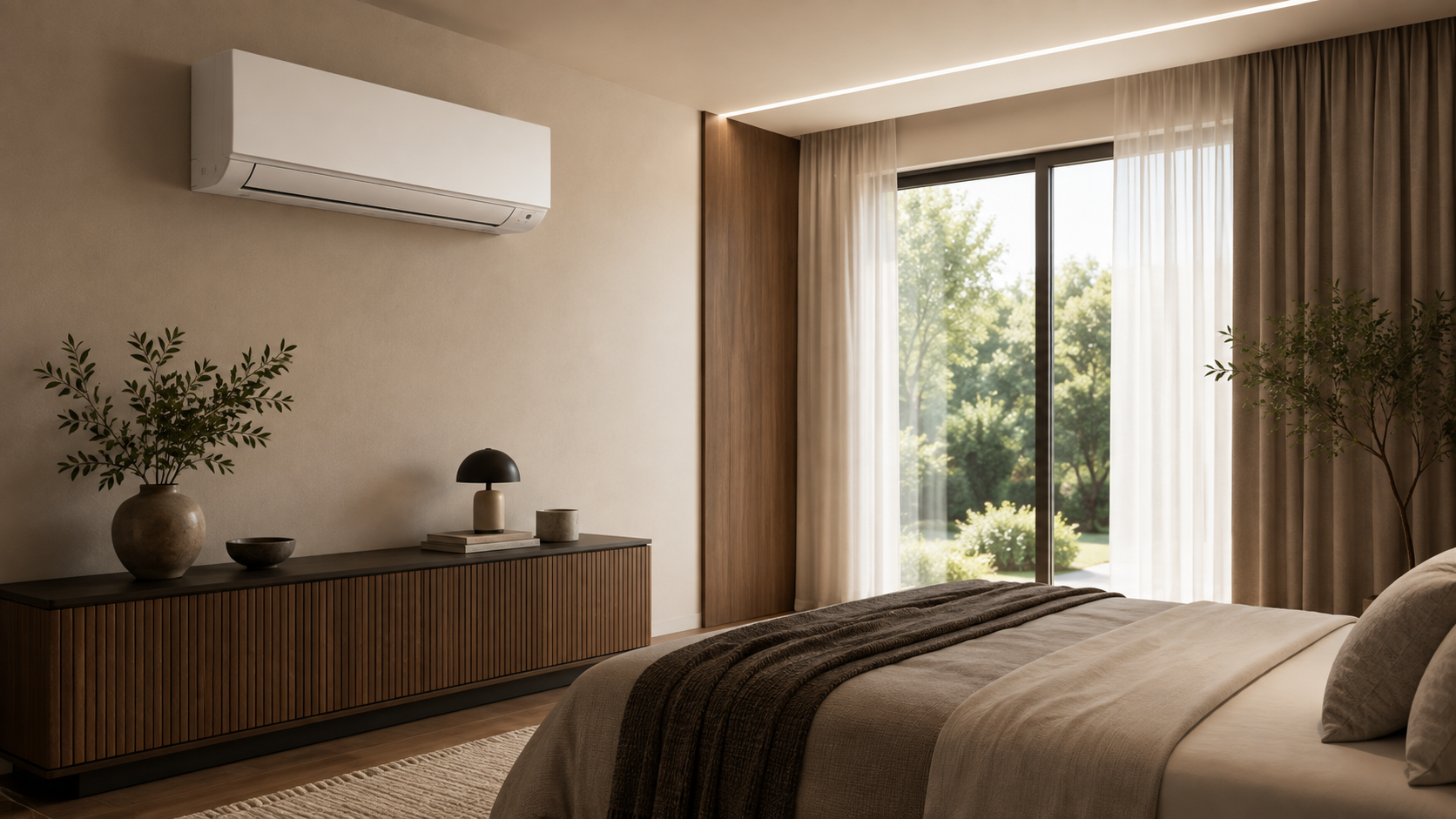 Air conditioning in a modern bedroom